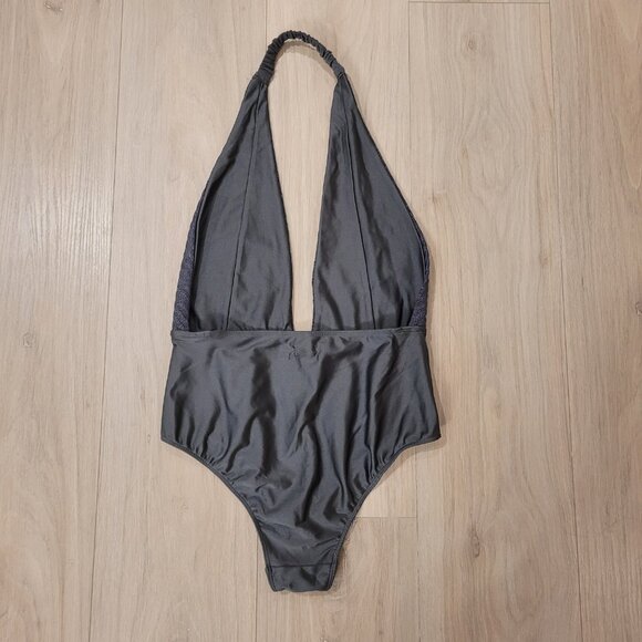 NWT URBAN OUTFITTERS | Out From Under Glitter Plunge Halter Bodysuit | Sz. M - Picture 6 of 9